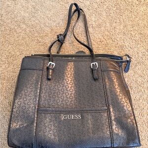 GUESS Black Embossed Tote Bag